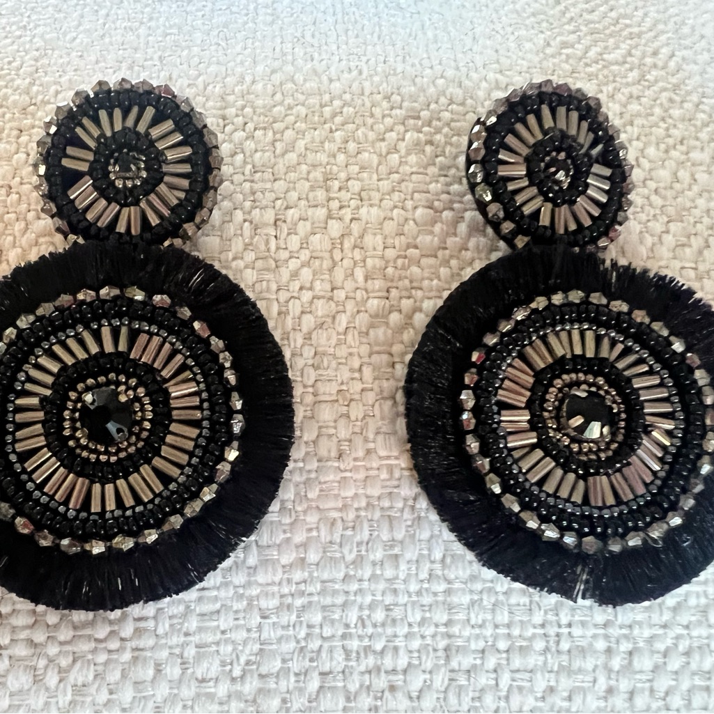 Elegant Black Beaded Earrings